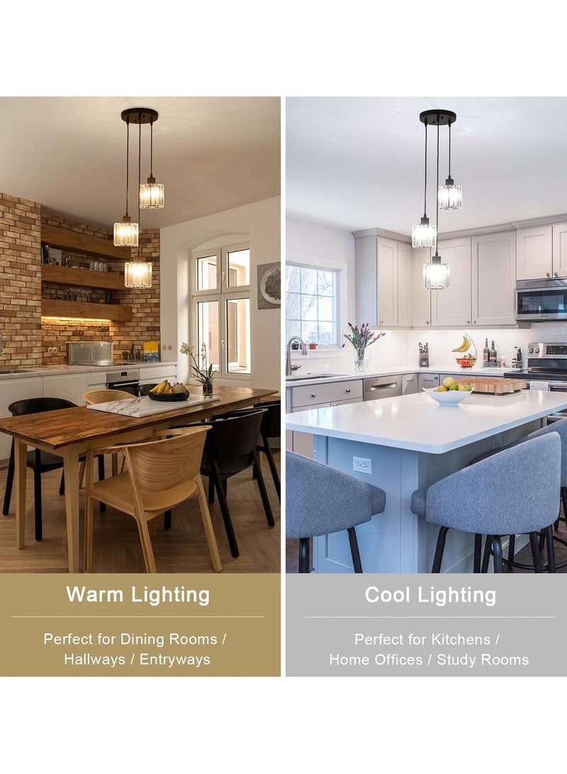 VUCATIN 3-Light Cluster Pendant Lights Crystal Chandelier Black Hanging Pendant Light Fixture for Kitchen Island Modern Adjustable Pendant Lighting for Dining Living Room Foyer Hallway Bulb not Included (A) - Image 2