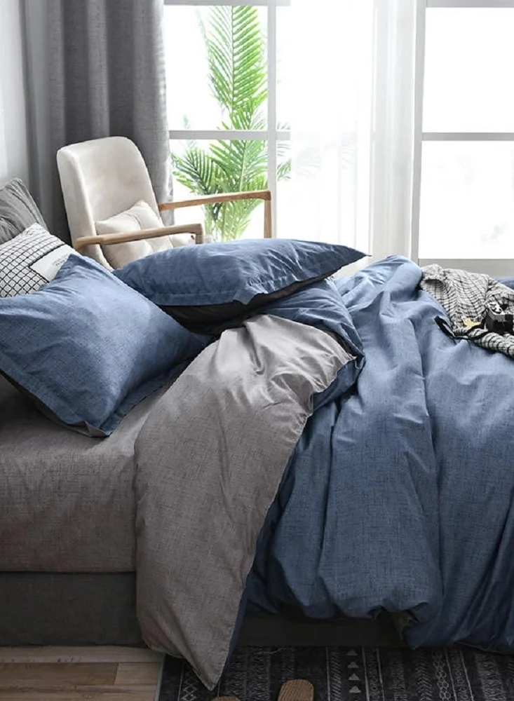 Sharpdo 4-Piece Bedding Set Sheet Set Comforter Set Luxurious Cotton And Soft Microfiber With 1 Duvet/quilt Cover And 1 Flat Sheet And 2 Pillowcases Queen 2.0m Bed (200*230cm)