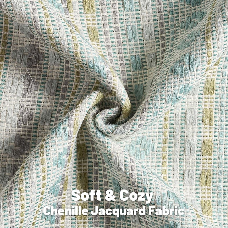 FUTEI Green Blue Decorative Throw Pillow Covers 12x20 Inch Set of 2,Soft Cozy Chenille Jacquard Textured Pillow Case,Boho Home Decor for Couch Bed Living Room - Image 2