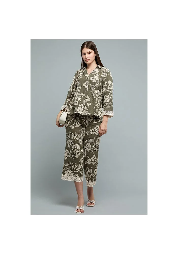 R&b Printed Shirt with Classic Collar and Long Sleeves