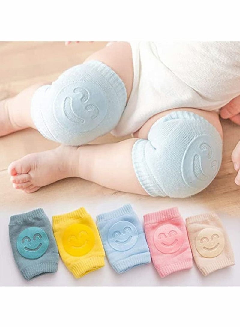 KASTWAVE Baby Crawling Knee Pads, 5 Pairs Baby Crawling Anti-Slip Knee Pads, Unisex Baby Toddlers Kneepads Protectors, Toddlers Leg Warmers (Pink, Yellow, Green, Blue, Khaki) - Image 5