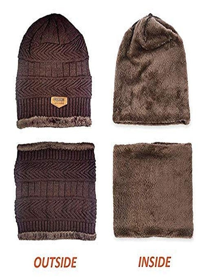 Zonkar Premium Unisex Woolen Winter Beanie Cap with neck set Scarf for Man Women Girl (Coffee) - Image 3