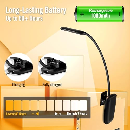 Desidiya Enhance Your Nighttime Reading with Rechargeable Book Light: 3 Color Modes, USB-C Charging, 80 Hours Illumination - Perfect for Bedtime - Image 3