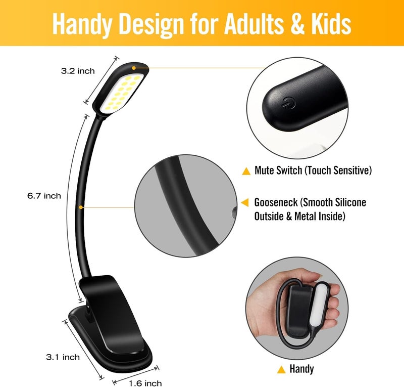 Desidiya Enhance Your Nighttime Reading with Rechargeable Book Light: 3 Color Modes, USB-C Charging, 80 Hours Illumination - Perfect for Bedtime - Image 2