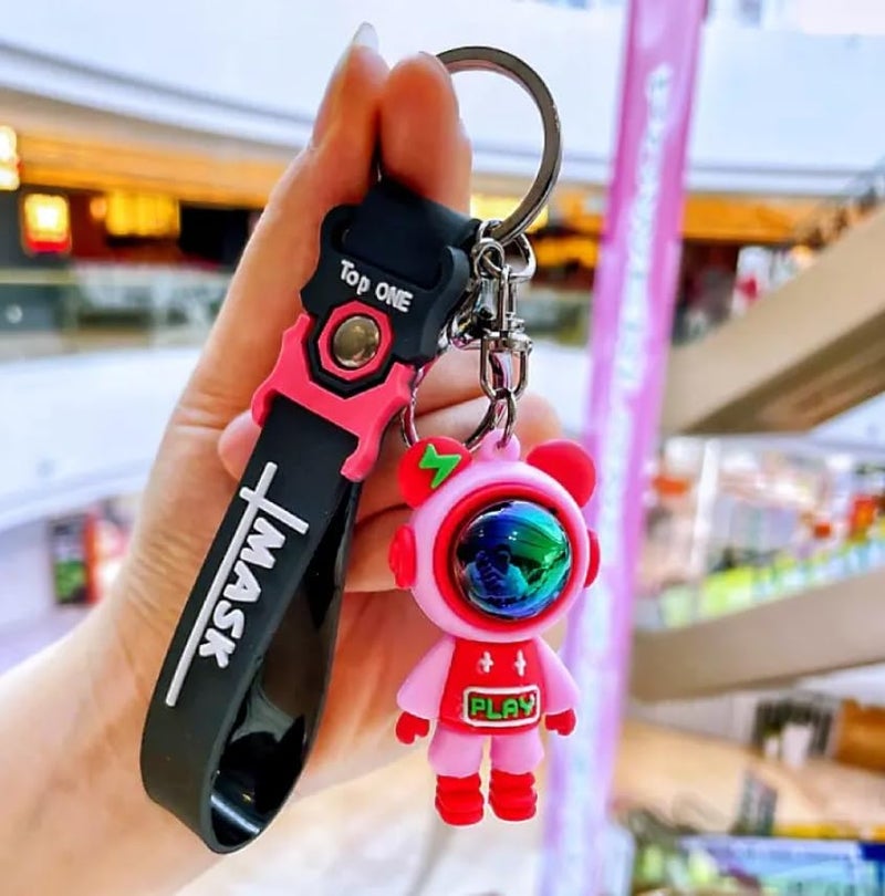 AEROSTARK Cartoon Characters Keychain for Girls Boys, Cute Silicon Keychains Accessories Keyring Key Purse Backpack Car Charms for Kids Gifts (Space Man Red 1Pc) - Image 2