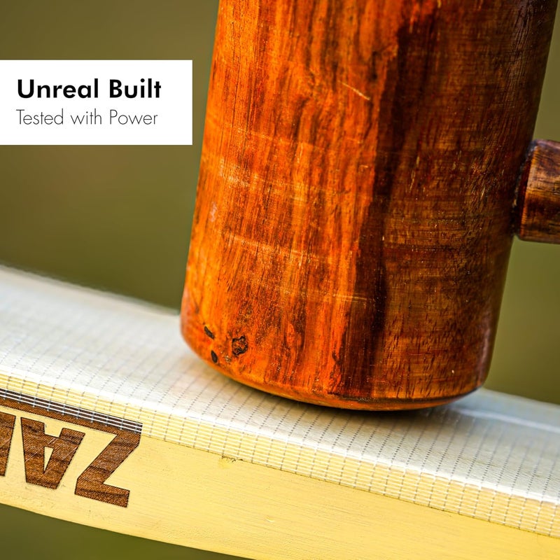 ZAP مضرب كريكيت جلد كشمير برو (الحجم - H) | مضرب احترافي لكرة الجلد | يشمل شريط ألياف وغطاء | مقبض من قصب سنغافوري | قبضة حلقة | تصميم يمتص الصدمات - Image 3