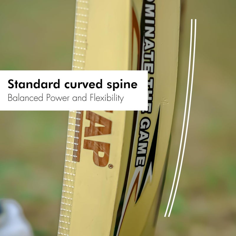 ZAP مضرب كريكيت جلد كشمير برو (الحجم - H) | مضرب احترافي لكرة الجلد | يشمل شريط ألياف وغطاء | مقبض من قصب سنغافوري | قبضة حلقة | تصميم يمتص الصدمات - Image 4