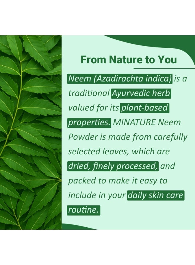 mi nature Neem Leaf Powder | AZADIRACHTA INDICA for Eating, Face, Skin, Hair Pack| Controls Excess Oil|Gut Health, Immunity Booster |Resaleable Zip Lock Pouch |227g(8Oz) - Image 3