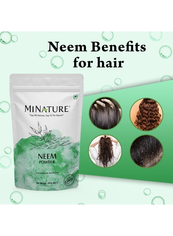 mi nature Neem Leaf Powder | AZADIRACHTA INDICA for Eating, Face, Skin, Hair Pack| Controls Excess Oil|Gut Health, Immunity Booster |Resaleable Zip Lock Pouch |227g(8Oz) - Image 2