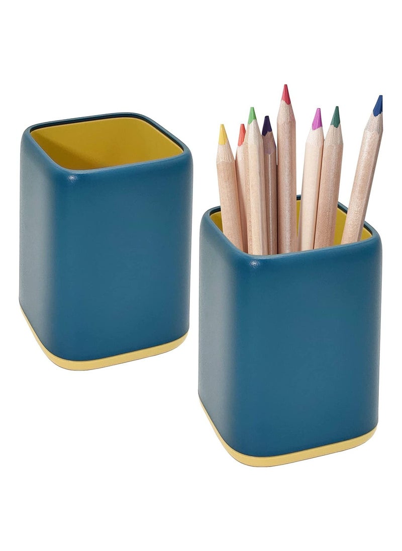 SYOSI 2 Pack Desk Pen Holder, Two-Tone Cute Pen Cup Makeup Brush Holder, Durable Desktop Organizer Pencil Holder for Desk, Vanity Table, Office Supplies  - Image 1