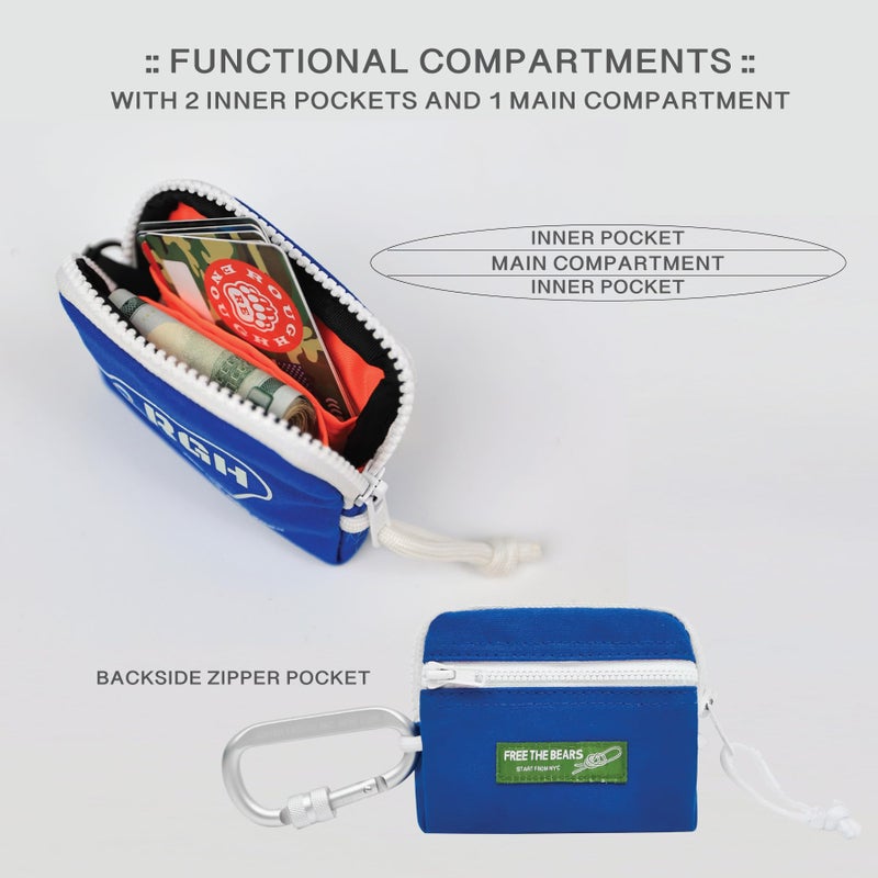 RE ROUGH ENOUGH Rough Enough Small Coin Purse Keychain Wallet Waxed Canvas Card Holder for Kids Preppy Teen Boys Blue - Image 5