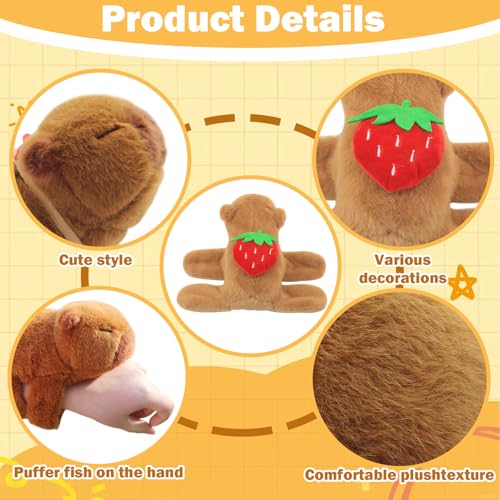 TUSAUW 2 Pcs Animal Slap Bracelets Capybara Plush Toy Stuffed Animal Capybara Huggers Slap Bracelets 9 Cute Bracelet Huggers Toy Wrist for Kids Birthday Party Favor Supply Gifts - Image 5