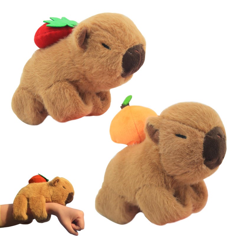 TUSAUW 2 Pcs Animal Slap Bracelets Capybara Plush Toy Stuffed Animal Capybara Huggers Slap Bracelets 9 Cute Bracelet Huggers Toy Wrist for Kids Birthday Party Favor Supply Gifts - Image 3