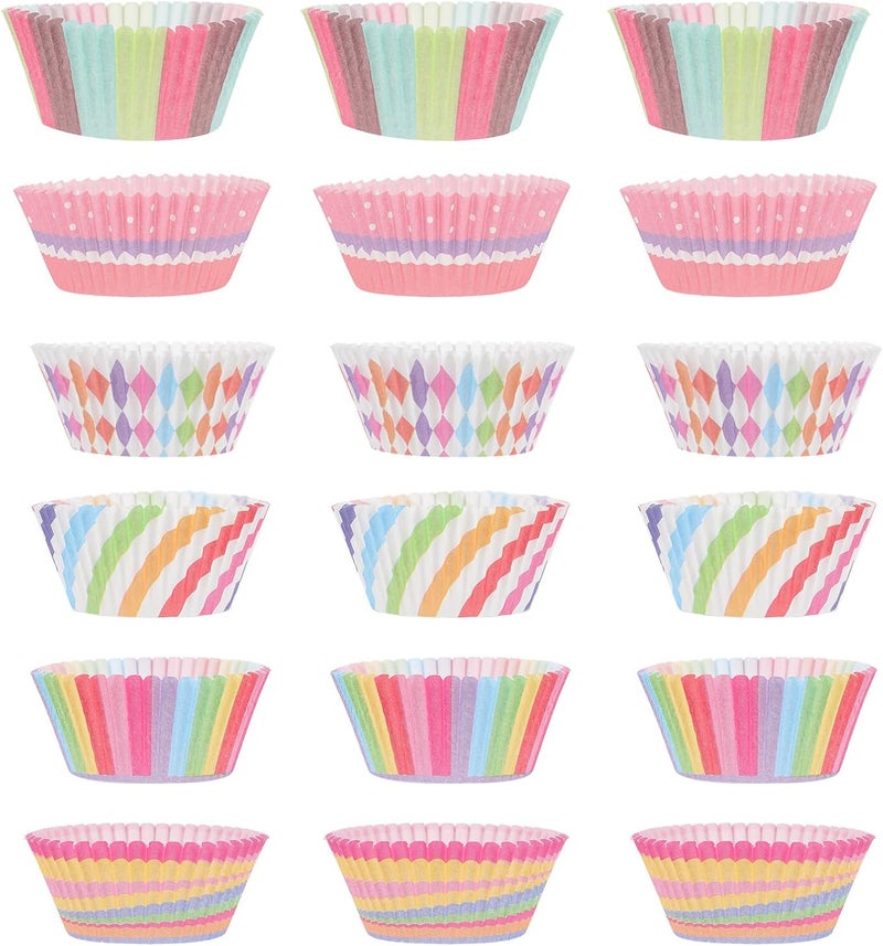 600pcs Mini Cake Liners Greaseproof Paper Muffin Liners Small Cupcake Wrappers Food Grade Baking Cups for Home and Party Use, 6-size Set - Image 1