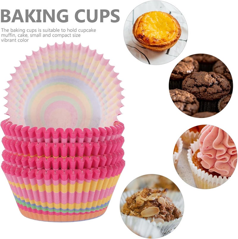600pcs Mini Cake Liners Greaseproof Paper Muffin Liners Small Cupcake Wrappers Food Grade Baking Cups for Home and Party Use, 6-size Set - Image 5