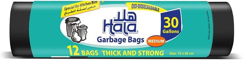 هلا أكياس قمامة هالا، سعة 30 جالون، 12 كيس - Image 1
