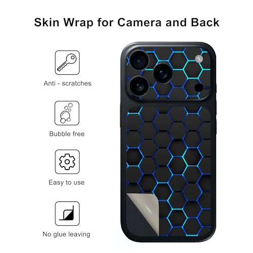 CXWITHY Skin Wrap for iPhone 17 Pro Max, Protective Film Sitcker Cover for Camera, Ultra Thin Vinyl Decal for Phone Back (Honeycomb Design) - Image 2