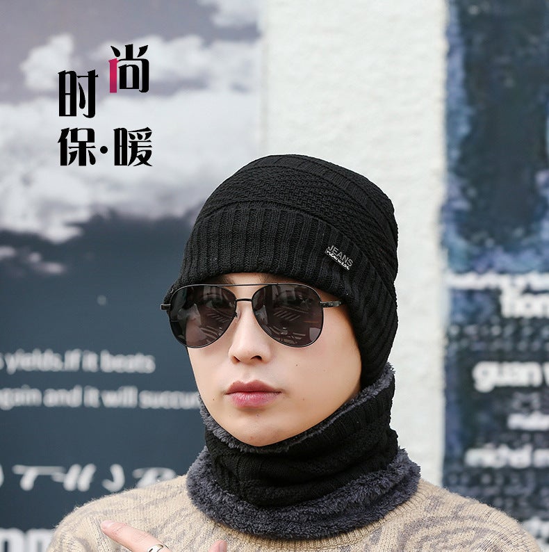 Women Winter Cap Bear Ear Scarf Integrated Warm Plush Knit Hat - Image 2