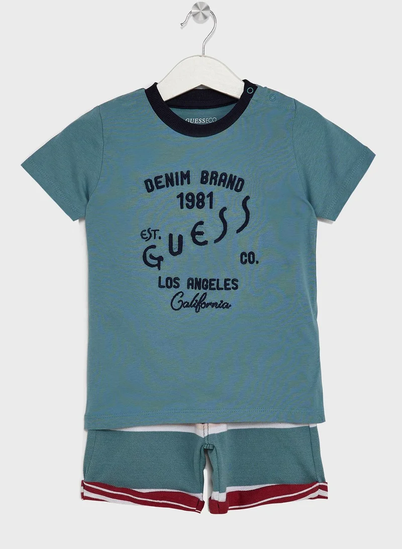 GUESS Infant Logo T-Shirt & Striped Shorts Set
