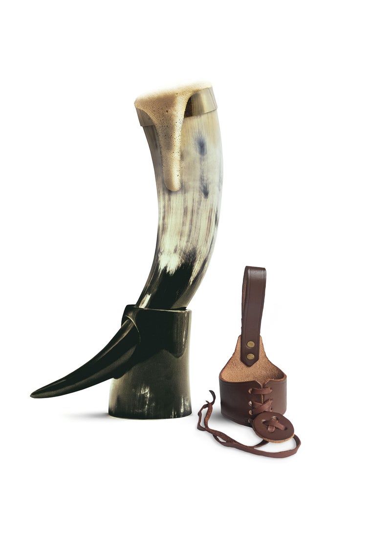 Norse Tradesman Norse Tradesman Genuine 12 OxHorn Viking Drinking Horn With Brass Rim Fitted Stand  Burlap Gift Sack  The Classic 12Inches High Polish 