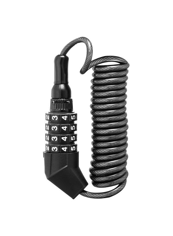 150CM 4-Digit Combination Steel Cable Bike Lock, Resettable Code, Anti-Theft for Bicycles & Motorcycles, Black - Image 1
