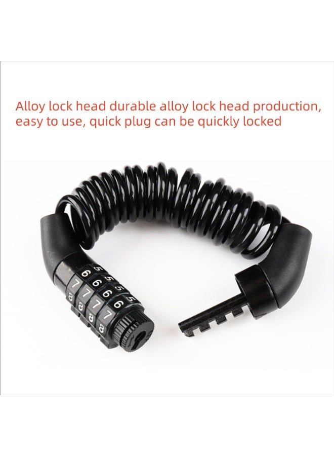 150CM 4-Digit Combination Steel Cable Bike Lock, Resettable Code, Anti-Theft for Bicycles & Motorcycles, Black - Image 5