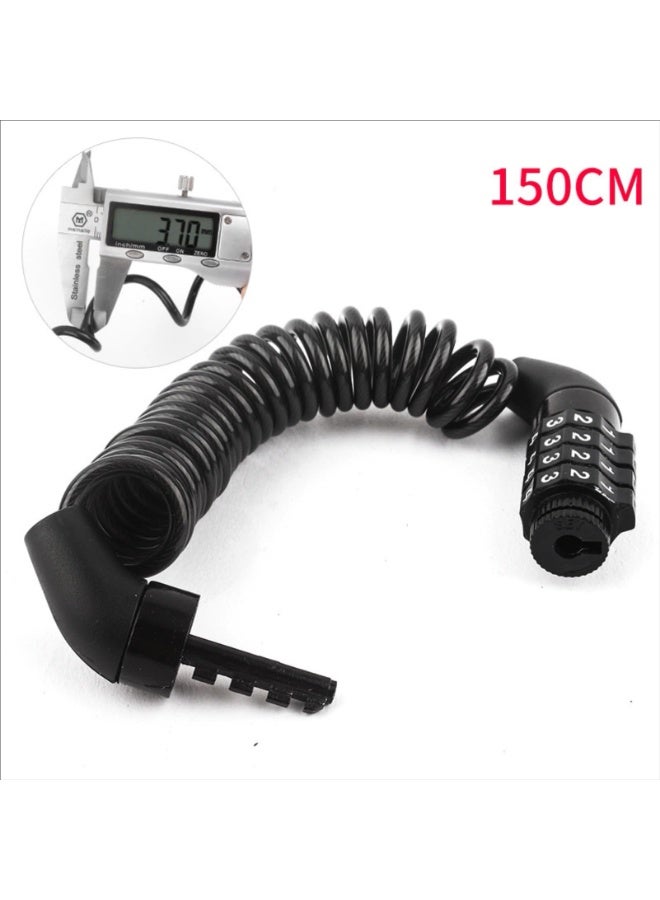 150CM 4-Digit Combination Steel Cable Bike Lock, Resettable Code, Anti-Theft for Bicycles & Motorcycles, Black - Image 3
