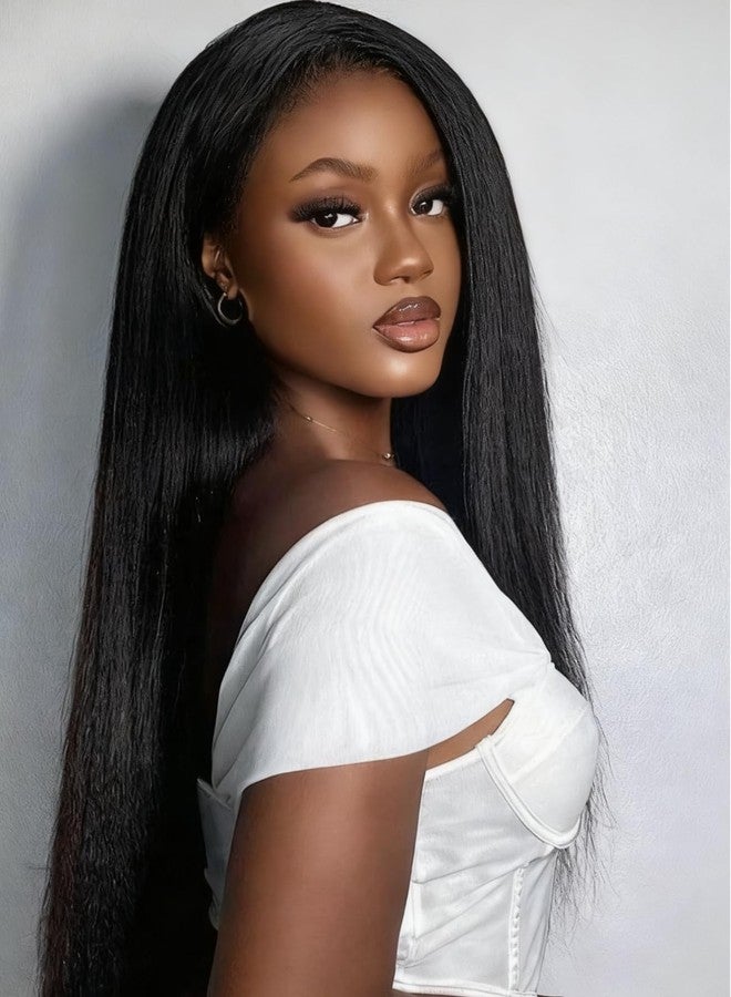 UNICE EasiContour V Part Wigs Human Hair with Drawstring Yaki Straight Glueless Clip in Vpart Wig No Sew in No Glue Beginner Friendly 14 inch - Image 1