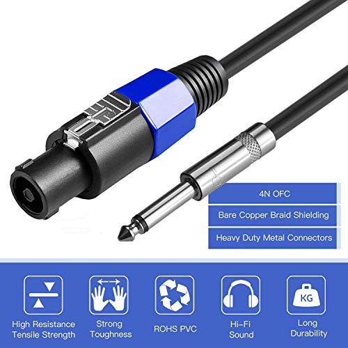 Yuyaokk 2Pack 50 ft Speakon to 1/4" Male Speaker Cables, Professional 12 Gauge AWG Wire Audio Amplifier Connection Cord, DJ/PA Speaker Cable Wire with Twist Lock. - Image 3