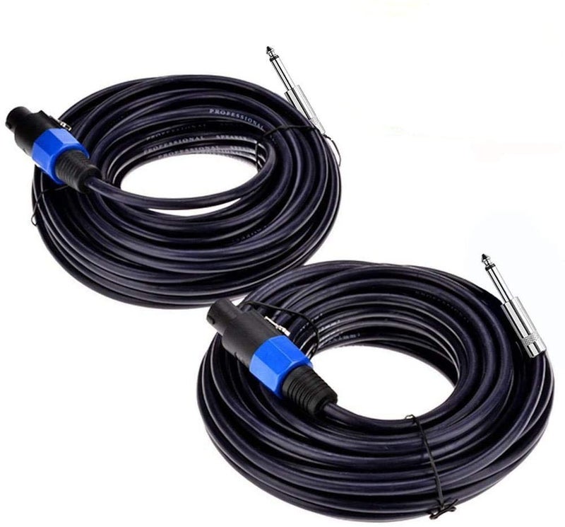 Yuyaokk 2Pack 50 ft Speakon to 1/4" Male Speaker Cables, Professional 12 Gauge AWG Wire Audio Amplifier Connection Cord, DJ/PA Speaker Cable Wire with Twist Lock. - Image 1