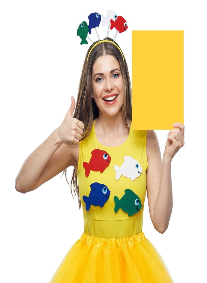 Velmitten 6 Pcs Fish Costume Set for Teacher Book Character Costumes Goldfish Marine Life Headband Tutu and 4 Fish Clothing Felt Patches for Reading Story Cosplay Party Supplies Women Men - Image 4