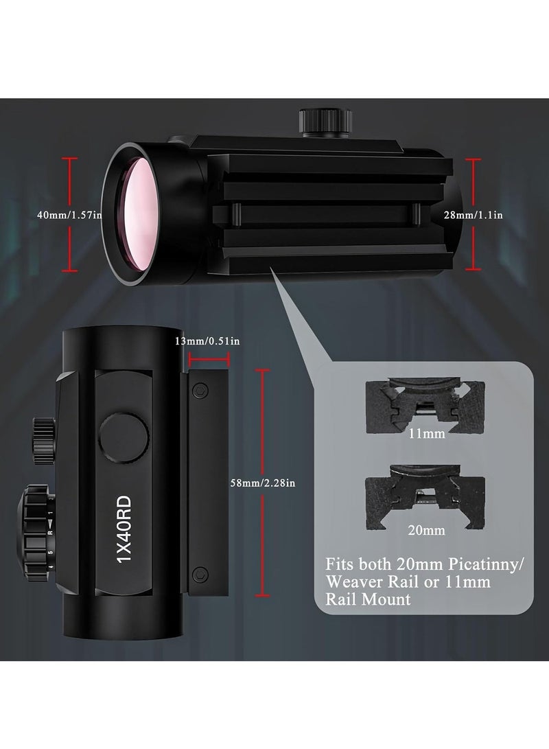 Red Green Dot Sight 1x40mm Reflex Optics Rifle Scope for Hunting, Fits Picatinny 20mm/11mm Rail Mount - Image 5