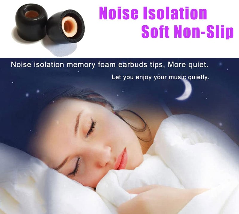 Luckvan Memory Foam Ear Tips for Sony WF-1000XM4/1000XM5 Replacement Earbuds Tips Sony WF-C500/LinkBuds S WF-XB700 WI-1000X fit Charging Case 4 Pairs Black Small - Image 4