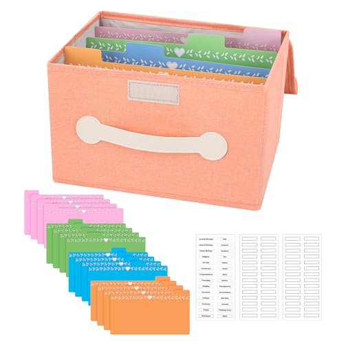 slcinwzdt Collapsible Greeting Card Storage Box with 16 Dividers, Ideal for Cards, Recipes, Photos, Envelopes - Pink, 84 Labels - Image 1