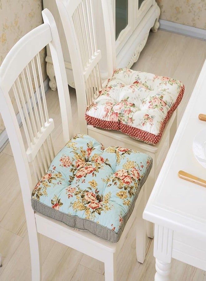 Huierxun Boho Cotton Quilted Chair Cushion for Dining Chairs Non Slip Soft Comfortable Chair Pads with Ties Patchwork Printed Seat Cushion for Kitchen Chairs Office Chairs (Pattern G,16"x16") - Image 2
