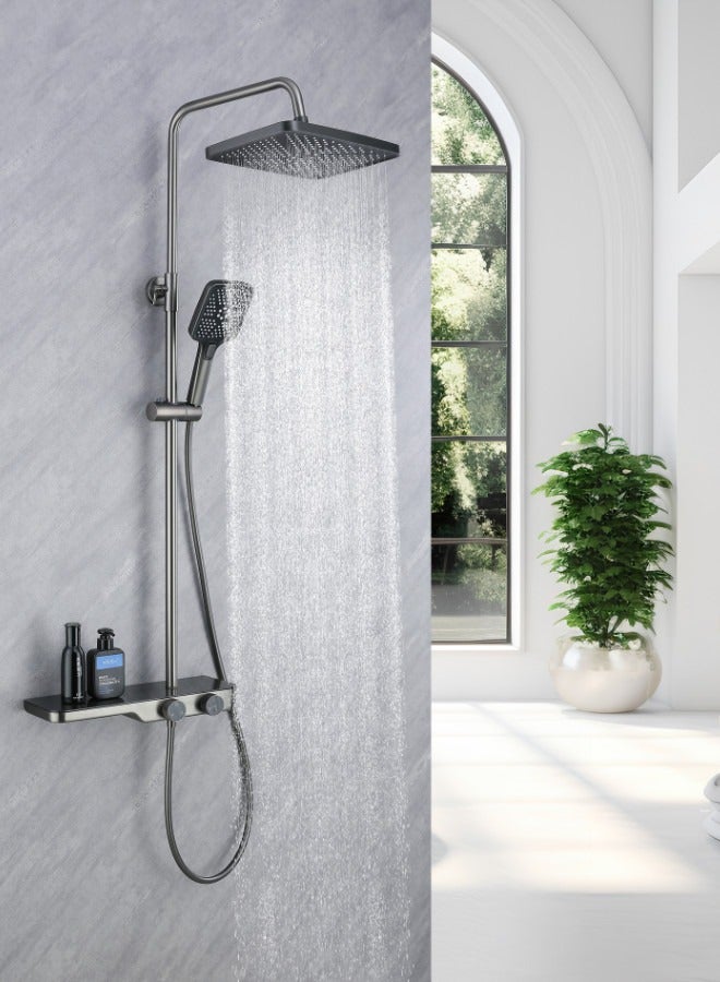 Gun Grey luxury shower mixer rainfall shower system full set for bathroom  - Image 1