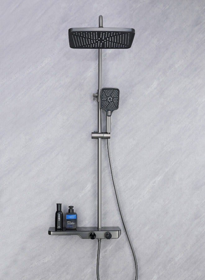 Gun Grey luxury shower mixer rainfall shower system full set for bathroom  - Image 2