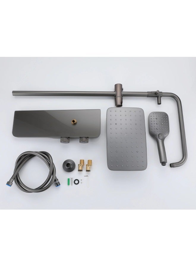 Gun Grey luxury shower mixer rainfall shower system full set for bathroom  - Image 5