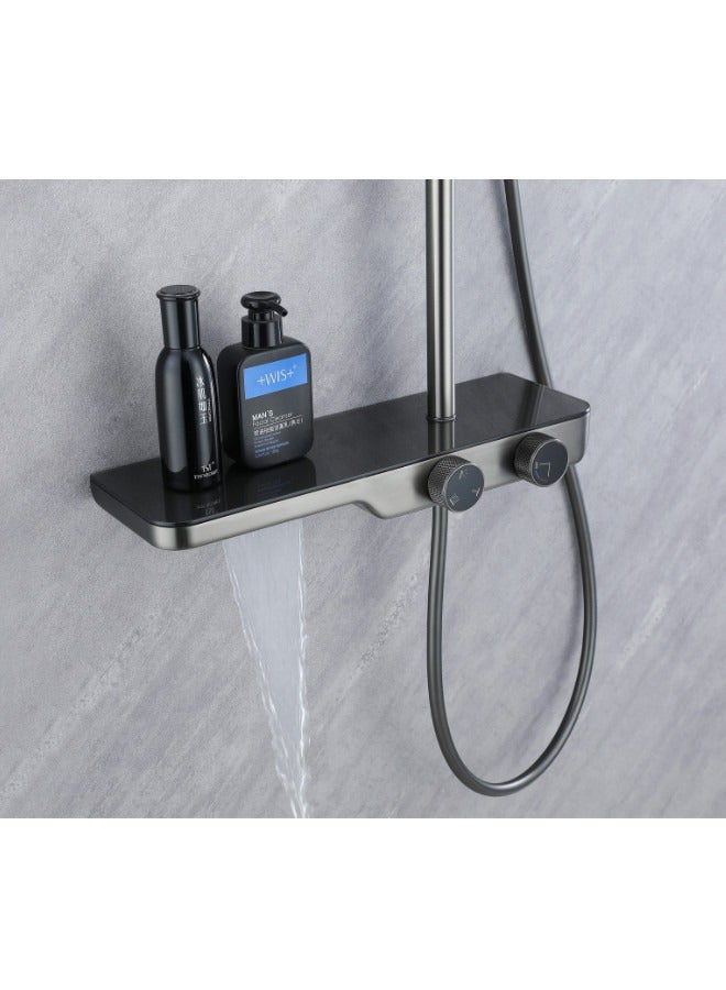 Gun Grey luxury shower mixer rainfall shower system full set for bathroom  - Image 4