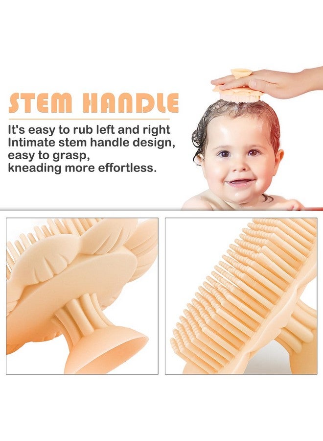 LNQ LUNIQI Baby Bath Silicone Brush Shower Scalp Brush Exfoliate and Massage Shampoo Scalp Scrubbie for All Hair Kid Newborn Toddler（Yellow） - Image 4