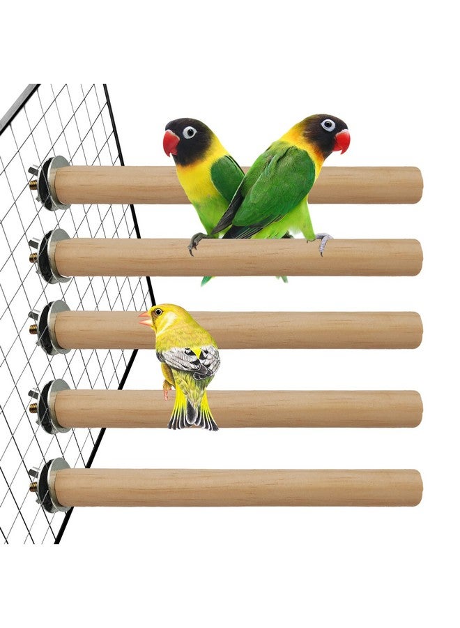 هامليدي حامل الطيور، ملحقات قفص الطيور، مجثم من الخشب الطبيعي، مجموعة من 5 قطع للطيور - Image 1