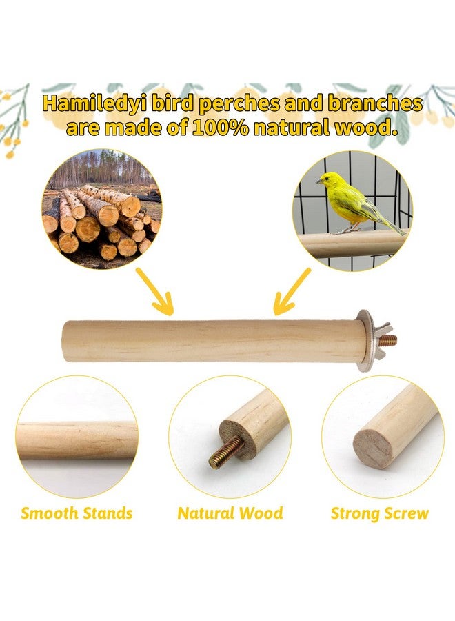 هامليدي حامل الطيور، ملحقات قفص الطيور، مجثم من الخشب الطبيعي، مجموعة من 5 قطع للطيور - Image 4