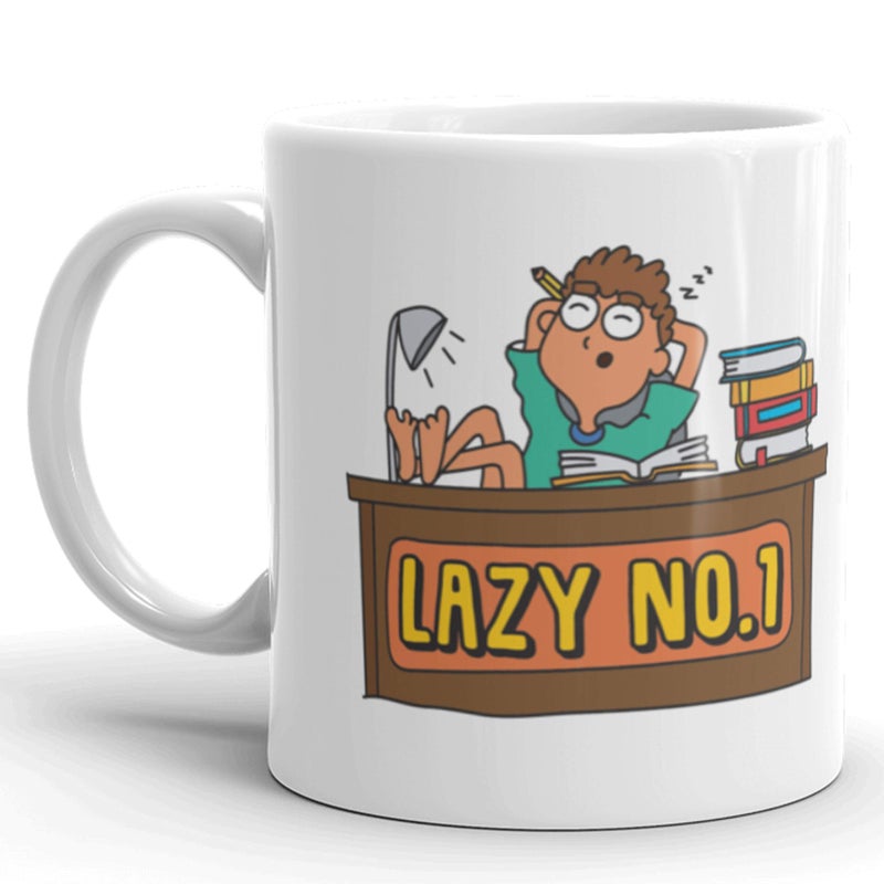 Oye Happy - Lazy No.1 Coffee Mug - Funny Gift for Brother/Friends on Birthday/Rakhi Gifts/Friendship Day/Bhai Dooj (Ceramic Mug) (Microwavable) (330 ml) - Image 3