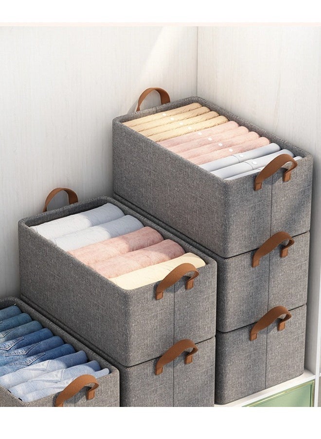 HOOPZOZA 2PCS Large Foldable Closet Storage Organizer Clothes Storage and Organization Box Closet Storage Box with Carrying Handles Thickened Steel Frame Toy Organizer Box for Clothes Wardrobe Home Bedroom  - Image 2