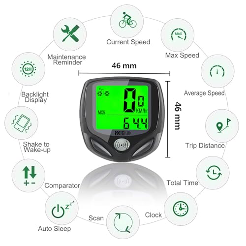 SOON GO Bike Speedometer, Bicycle odometers,Bicycle Speedometer Wireless Cycle Bike Computer Waterproof Bike Odometer with LCD Display Speedometer Accurate Speed Tracking & Multi-Function - Image 2