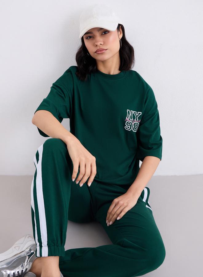 Styli Oversized Longline T-Shirt and Cuffed Joggers Co-Ords - Image 1