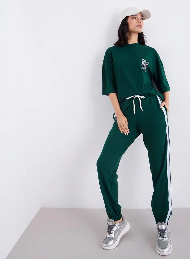 Styli Styli Oversized Longline T-Shirt and Cuffed Joggers Co-Ords