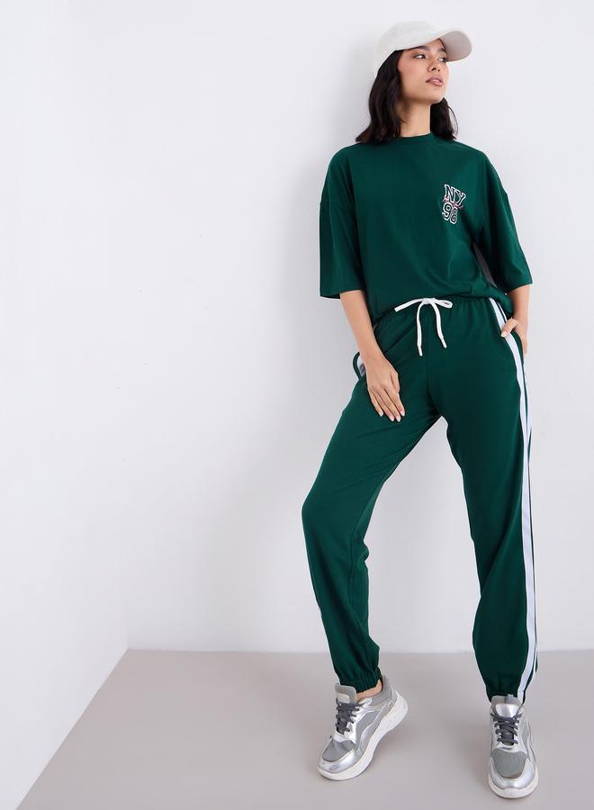 Styli Oversized Longline T-Shirt and Cuffed Joggers Co-Ords - Image 2