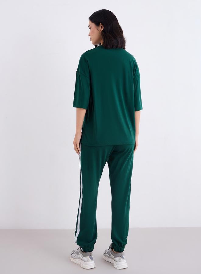 Styli Oversized Longline T-Shirt and Cuffed Joggers Co-Ords - Image 5