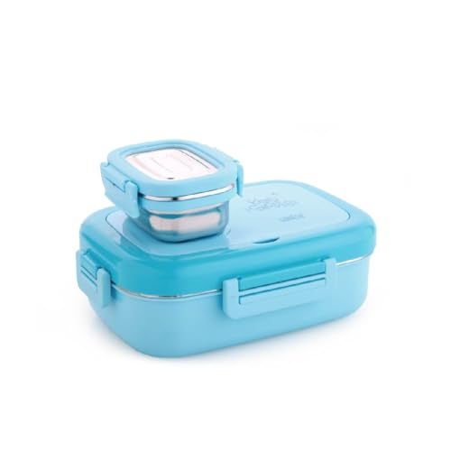 Ganesh Ultima Pro Stainless Steel Insulated Lunch Box Container with Airtight Lid for Office & School Use/Food Grade/Air Tight/Easy to Carry/Leak Proof (750+140ml) - Blue - Image 1